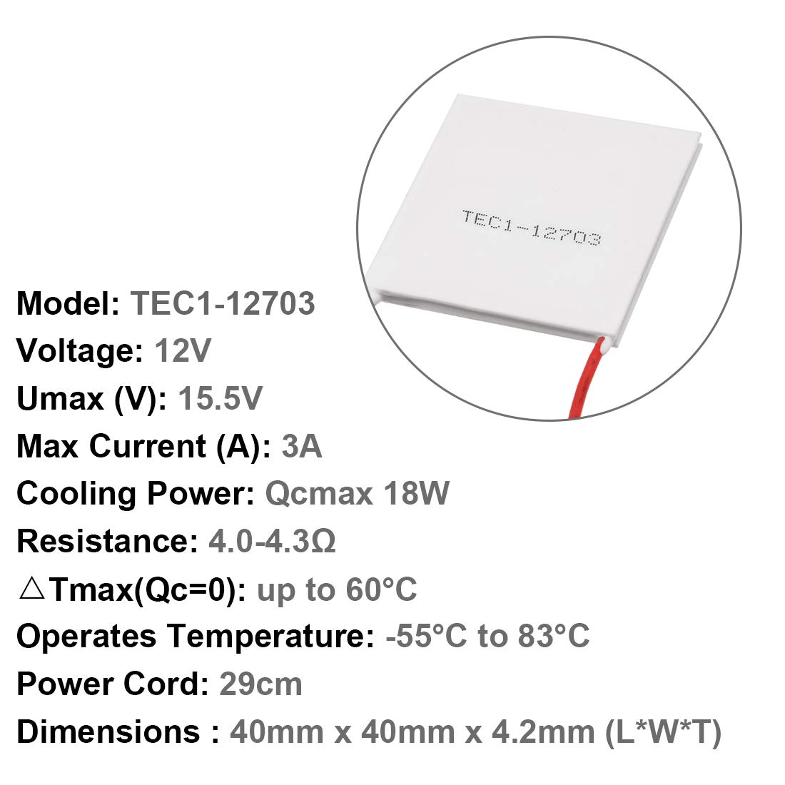 Amazon.com: uxcell TEC1-12703 Thermoelectric Cooler Heat Sink